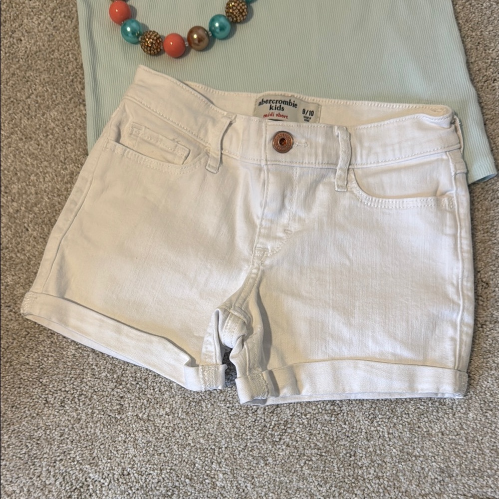 Abercrombie & Fitch white denim shorts for kids